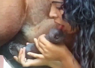 Outdoors romp with a Latina zoophile