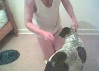 Dude seducing his sexy little dog