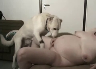 Fat babe and her kinky-looking dog