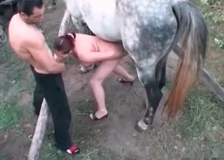 Chubby amateur spit-roasted outdoors