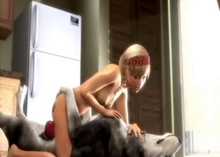 Loli rides this dog's cock, 3D zoo sex