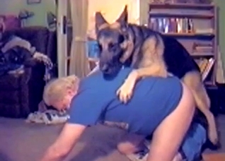 Fat mature zoophile fucked by a dog