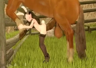 Sexy loli gaped by a hung horse in 3D