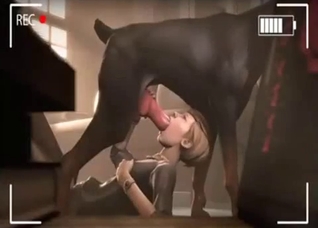 Short-haired teen blows a dog (3D zoo porn)
