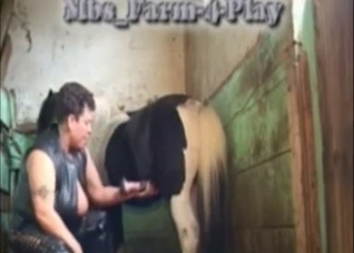 MILF jerking this pony's perfect boner