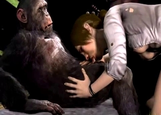 3D hottie blowing a kinky ape