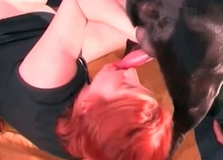Redhead blows a black dog on cam
