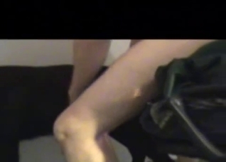The lusty male is playing with his trained animal