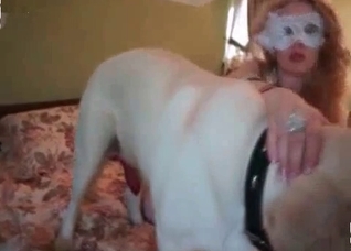 Redheaded MILF seducing a hot dog
