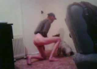 Slutty zoophile seducing an animal
